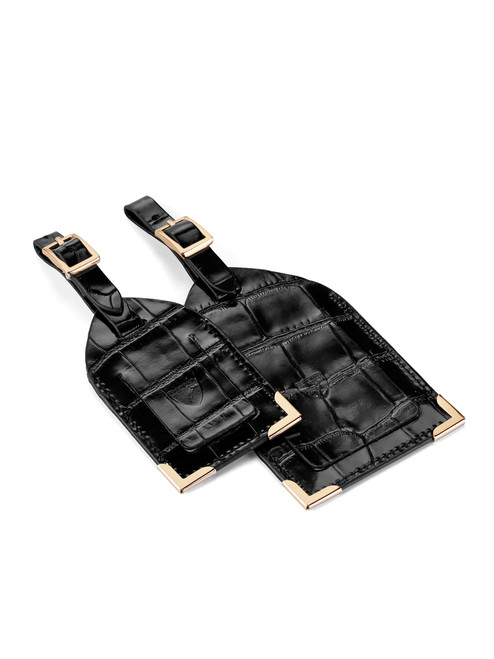 Aspinal of London Black Set Of 2 Luggage Tags