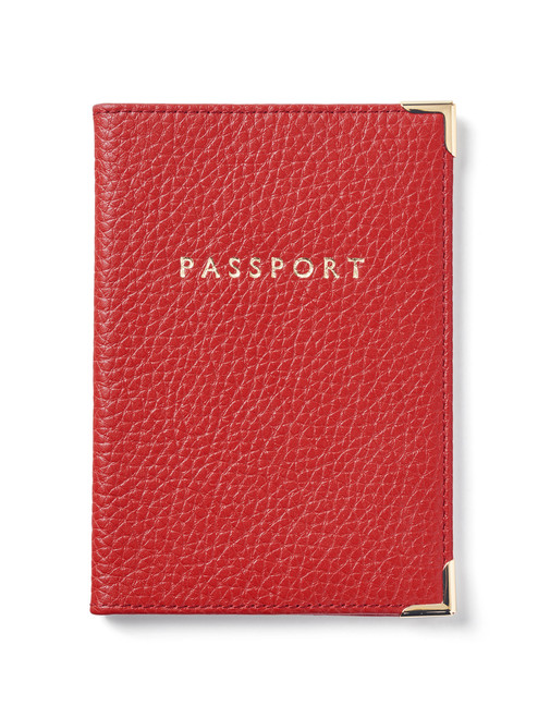 Aspinal of London Red Leather Passport Cover - Front