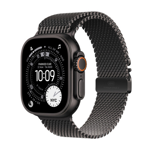 Apple Watch Ultra 3, 49mm Black Titanium Case with Black Titanium Milanese Loop
