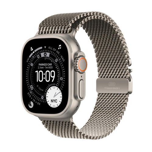 Apple Watch Ultra 3, 49mm Natural Titanium Case with Natural Titanium Milanese Loop