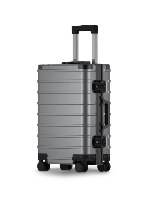 Forte Grey Aluminium Suitcase - Angle