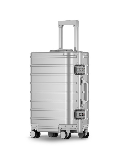 Forte Silver Aluminium Suitcase - Angle