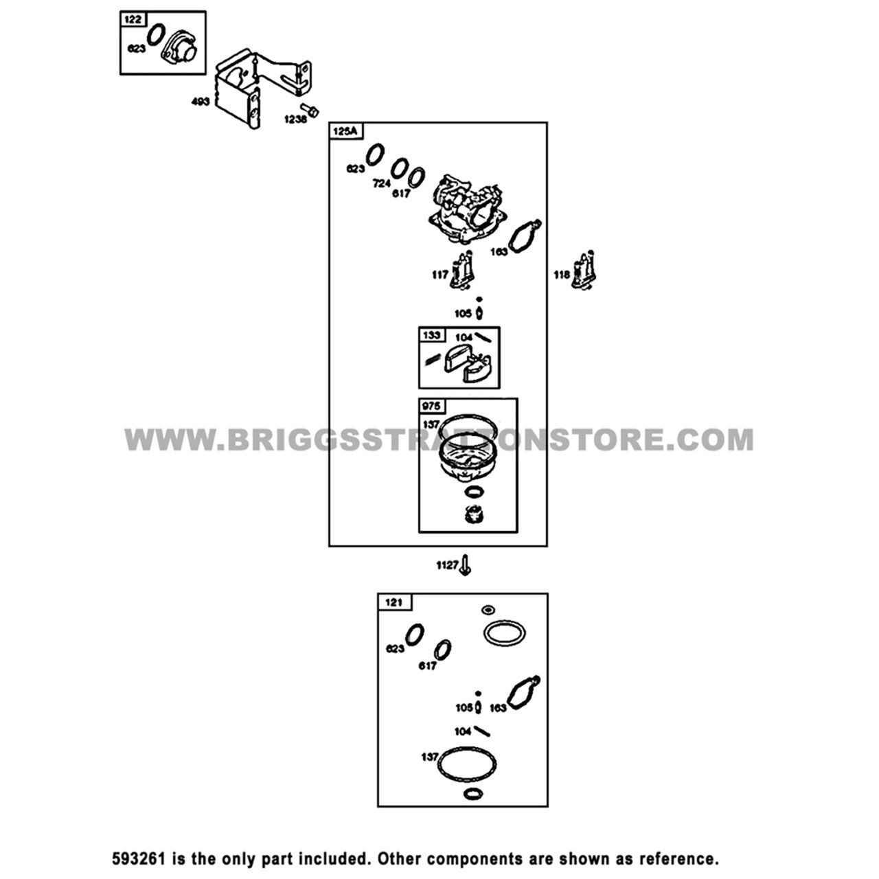 Briggs and Stratton 593261 Carburetor ** SUPERSEDED TO 84001982