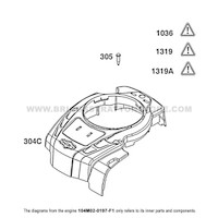 Parts lookup Briggs and Stratton 725EXi Engine 104M02-0197-F1 blower housing group diagram