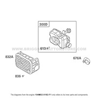 Parts lookup Briggs and Stratton 725EXi Engine 104M02-0182-F1 exhaust group diagram