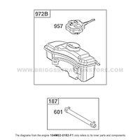 Parts lookup Briggs and Stratton 725EXi Engine 104M02-0182-F1 fuel supply group diagram