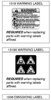 Parts lookup Briggs and Stratton 725EXi Engine 104M0B-0114-F1 warning label diagram