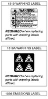 Parts lookup Briggs and Stratton 725EXi Engine 104M0B-0103-F1 warning label diagram