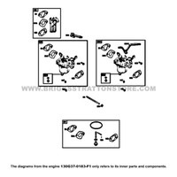 Parts lookup Briggs and Stratton 900 Series Engine 130G37-0183-F1 carburetor diagram