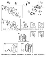 Parts lookup Briggs and Stratton 550E Air Filter Cover 790172 OEM diagram