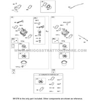 Parts lookup Briggs Stratton 10 HP Carburetor 591378 OEM diagram