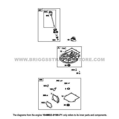 Briggs And Stratton 104M02-0198-F1 - Engine W-26 163 Cc Toro Pp Sp - Image 15