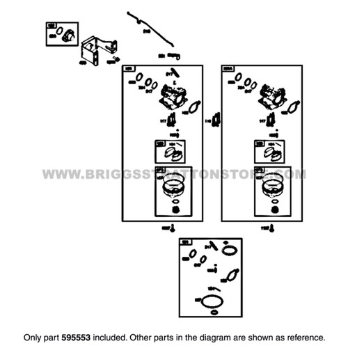 Parts lookup Briggs and Stratton 550EX Carburetor 595553 diagram