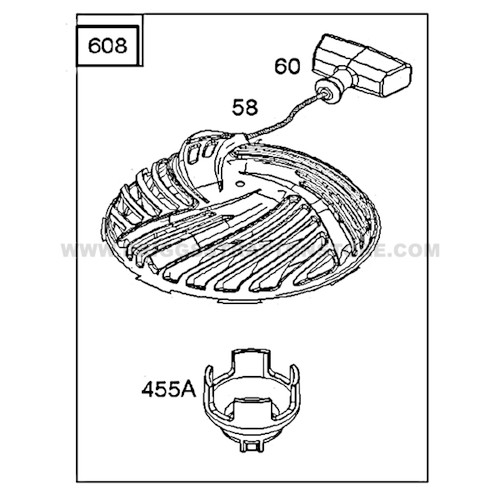 Parts lookup Briggs and Stratton 550E Pull Starter Assembly 593959 diagram