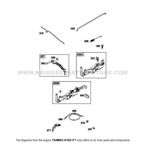 Parts lookup Briggs and Stratton 725EXi Engine 104M02-0182-F1 controls group diagram