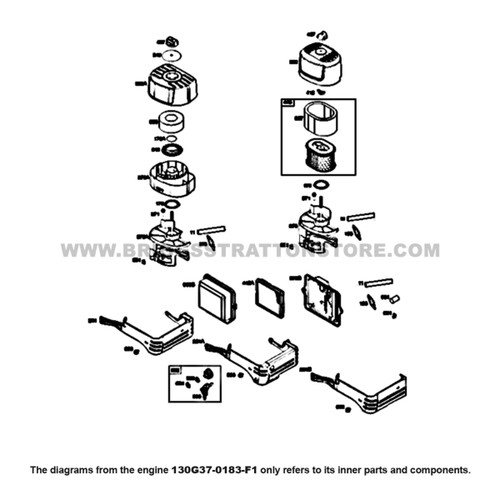 Parts lookup Briggs and Stratton 900 Series Engine 130G37-0183-F1 air cleaner, control panel diagram