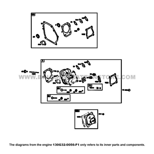 Parts lookup Briggs and Stratton 900 Series Engine 130G32-0056-F1 cylinder head, gasket set diagram