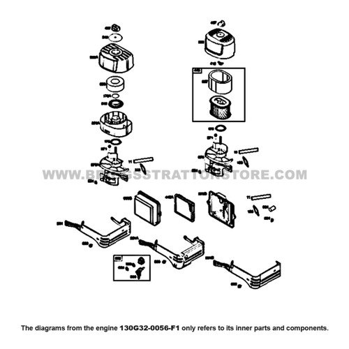 Parts lookup Briggs and Stratton 900 Series Engine 130G32-0056-F1 air cleaner, control panel diagram
