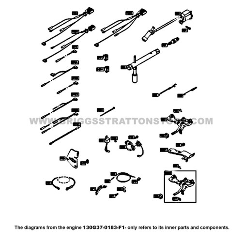 Parts lookup Briggs and Stratton 950 Series Engine 130G37-0183-F1 armature, spark plug, controls, electrical system, governor spring diagram