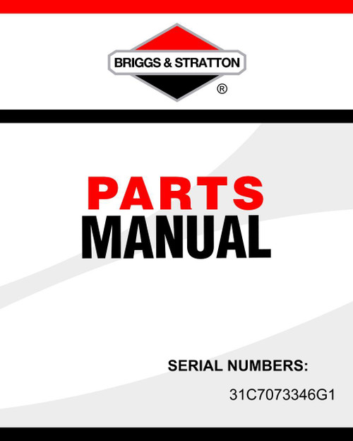 Briggs And Stratton 31C707-3346-G1 Parts Manual