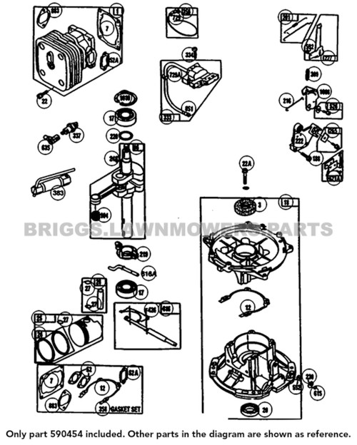 Parts lookup Briggs & Stratton 590454 Magneto Armature OEM diagram