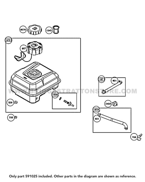 Parts lookup Briggs and Stratton Fuel Tank 591025 OEM diagram