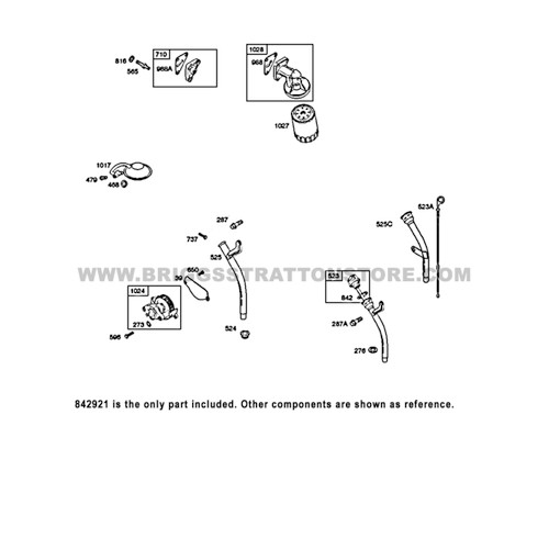 Parts lookup 18 HP Briggs and Stratton Oil Filter 842921 OEM diagram