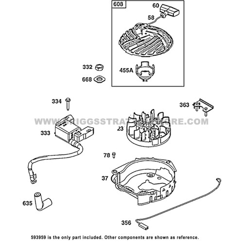 Parts lookup Briggs and Stratton 7.25 HP Starter Rewind 593959 OEM diagram