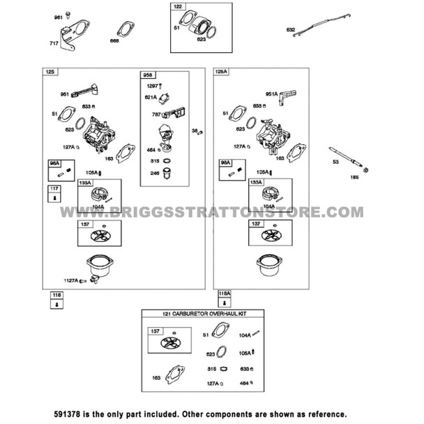 BRIGGS & STRATTON CARBURETOR 591378 Diagram
 BRIGGS & STRATTON CARBURETOR 591378 Diagram
