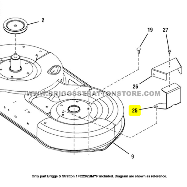 Parts lookup Briggs and Stratton 1732282BMYP BRKT Arbor Cover OEM diagram