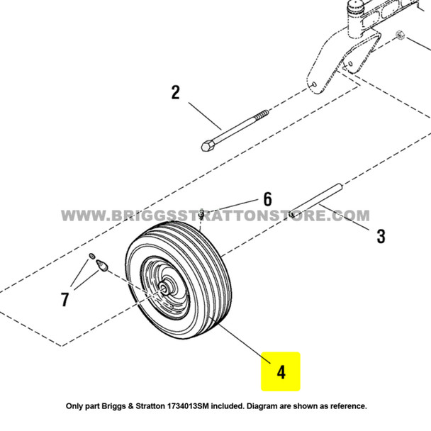 Parts lookup Briggs and Stratton 1734013SM Wheel & Tire Assembly OEM diagram Parts lookup Briggs and Stratton 1734013SM Wheel & Tire Assembly OEM diagram