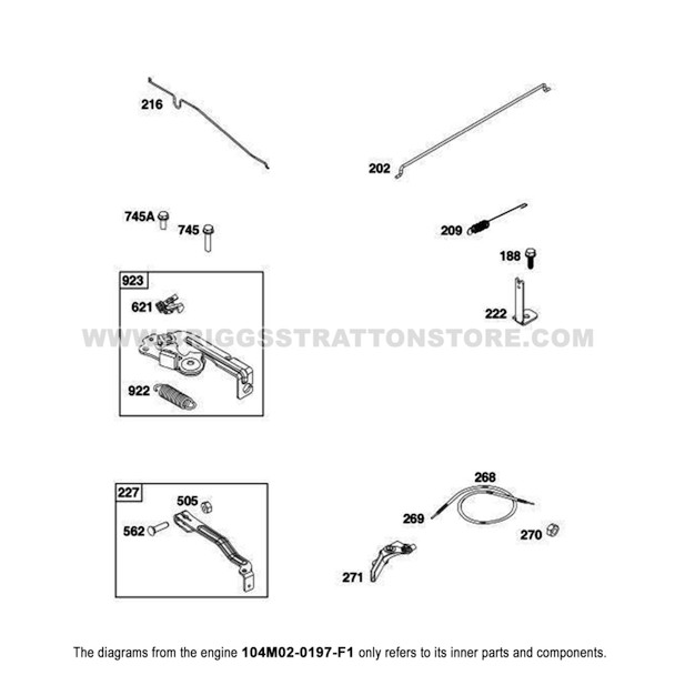 Parts lookup Briggs and Stratton 725EXi Engine 104M02-0197-F1 controls group diagram