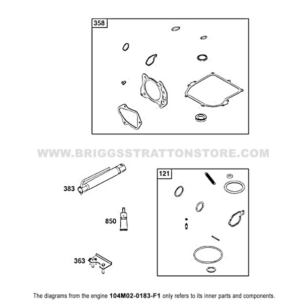 Parts lookup Briggs and Stratton 725EXi Engine 104M02-0183-F1 service parts tools group diagram