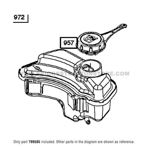 Parts lookup Briggs and Stratton 550EX Gas Cap 799585 diagram