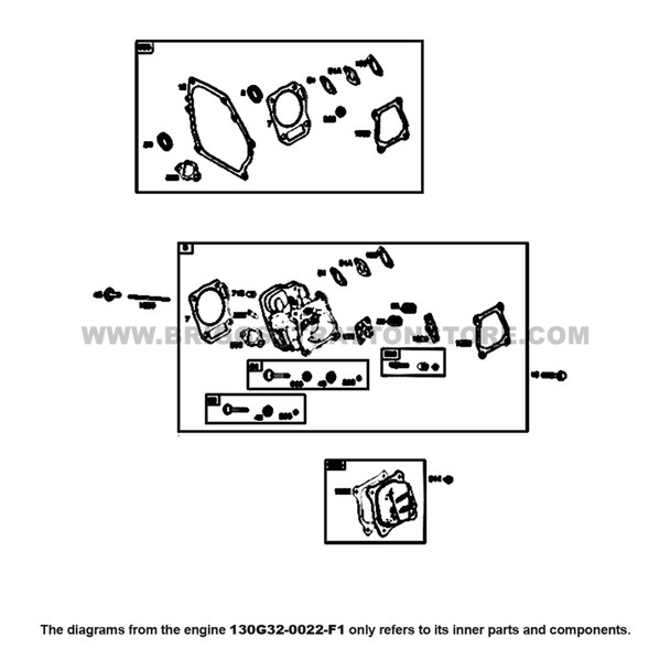 Parts lookup Briggs and Stratton 900 Series Engine 130G32-0022-F1 cylinder head, gasket set diagram