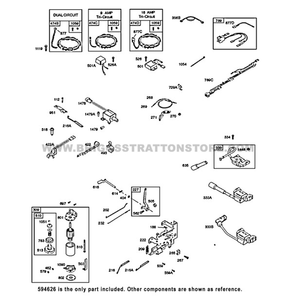 Parts lookup Briggs and Stratton 10 HP Armature Magneto 594626 OEM diagram
