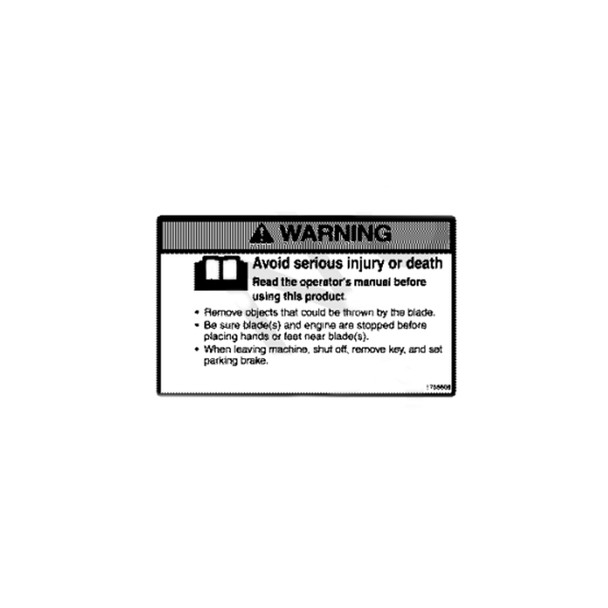 Briggs And Stratton 1755607Yp - Decal Lh Warning (Briggs Oem Part)
