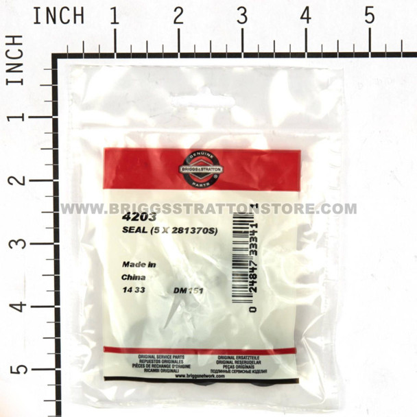 BRIGGS & STRATTON SEAL (5 X 281370S) 4203 - Image 3 BRIGGS & STRATTON SEAL (5 X 281370S) 4203 - Image 3
