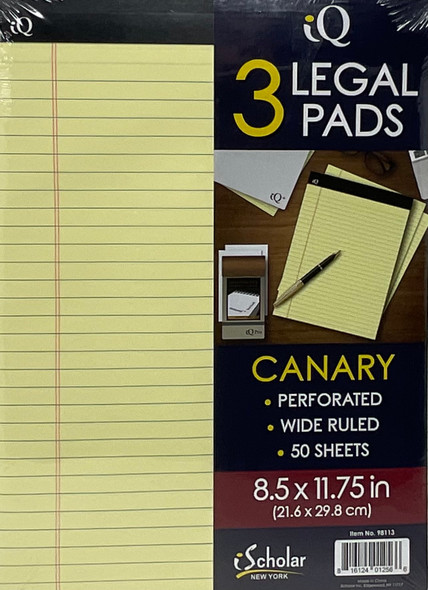 Canary Legal Pad Pk.3