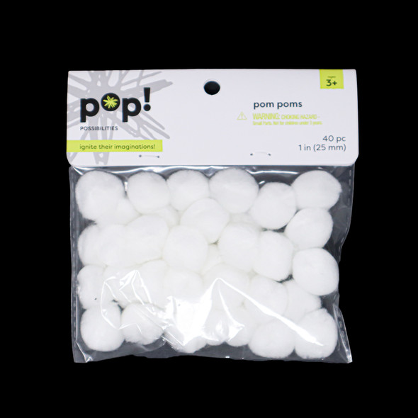 POMS WHITE 1IN 40PC