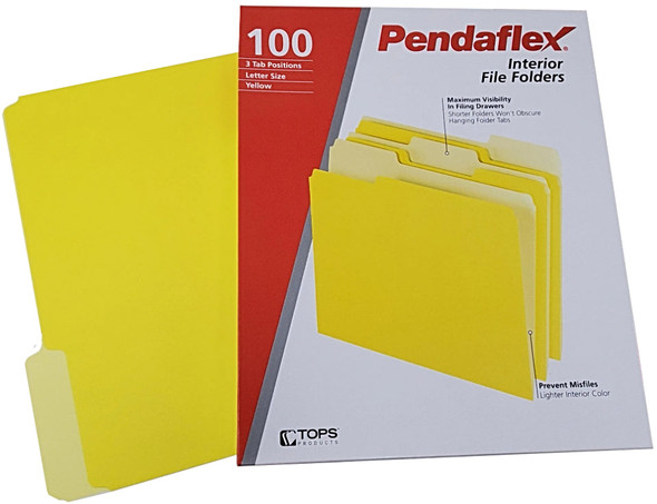 FOLDER INTERIOR LETTER YELLOW BOX/100