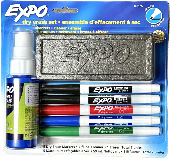 EXPO MARKER FINE 5COL BORRADOR-CLEANER