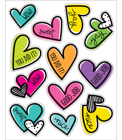 DOODLE HEARTS MOTIVATIONAL STICKERS 72PCS