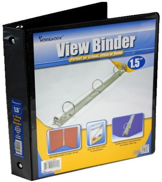 HARD VIEW BINDER 1-1/2" BLACK