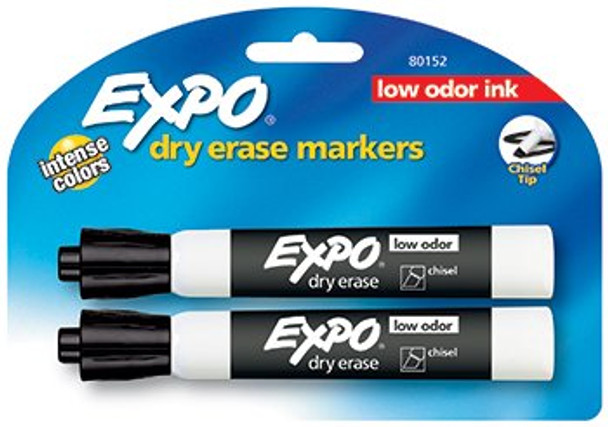 EXPO MARKERS BLACK LOW ODOR PQT.2