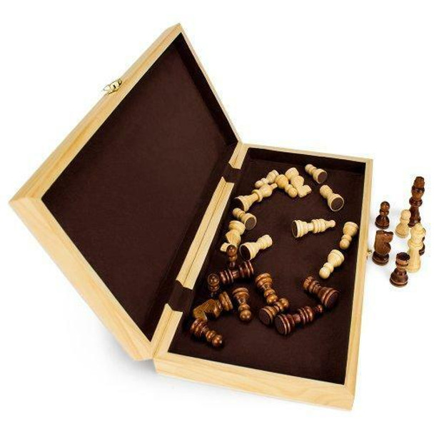 Natural Wooden Folding Chess Game with Staunton
