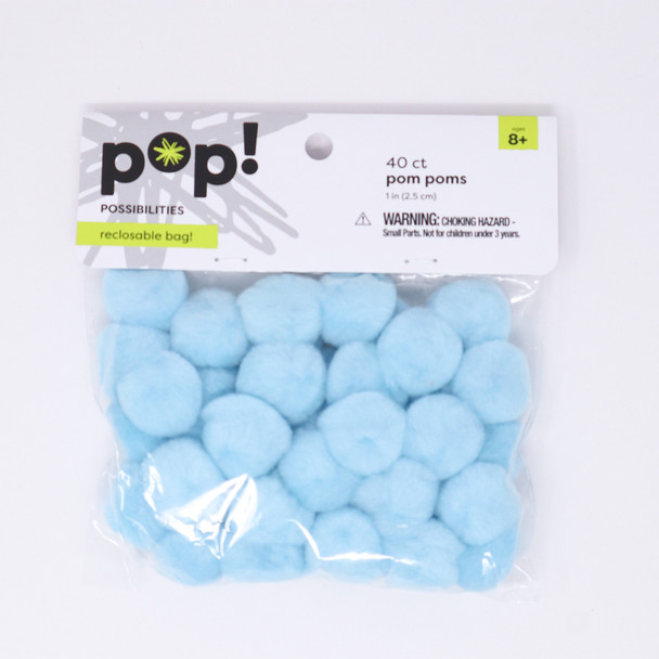 POMS BABY BLUE 1IN 40PC