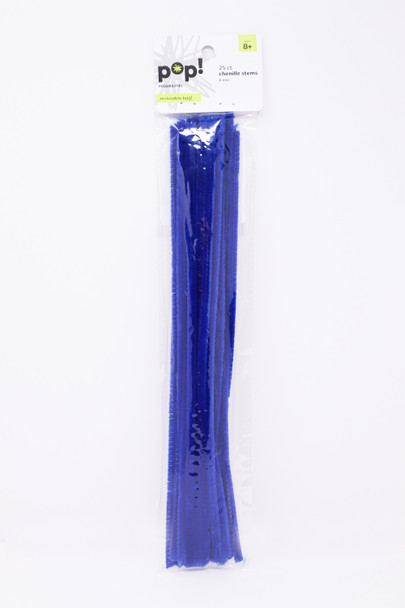 CHENILLE STEMS DARK BLUE 6MM 25PC