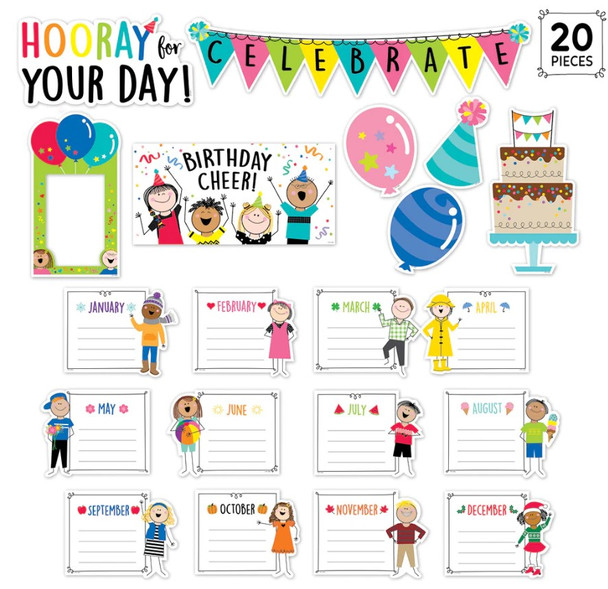 Stick Kids Happy Birthday Mini Bulletin Board 20pc