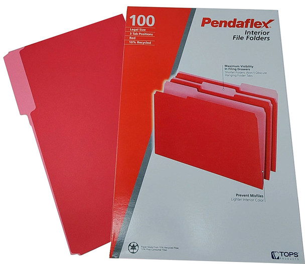 FOLDER INTERIOR LEGAL RED BOX/100